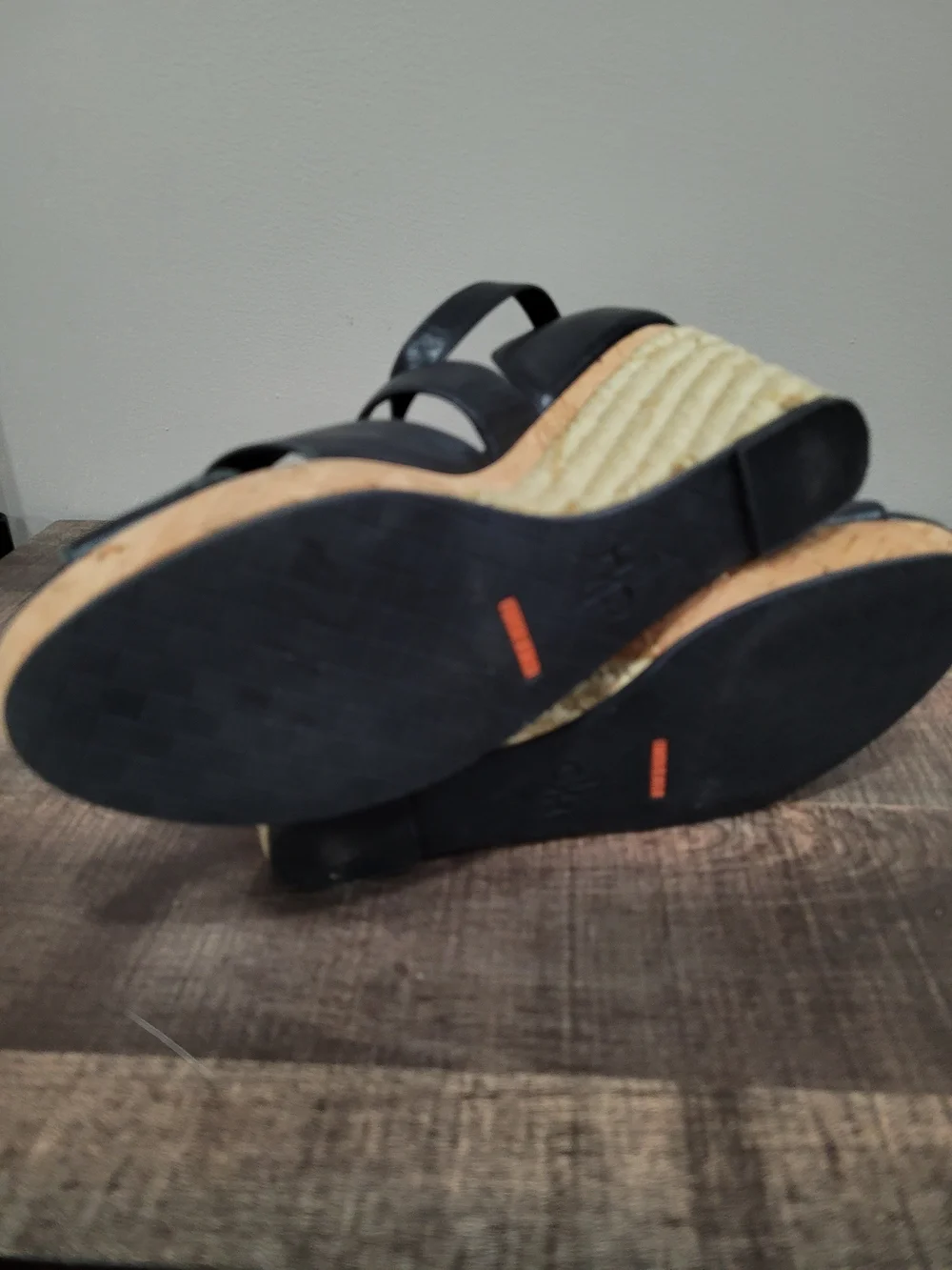 Cole Haan Black Wedge Espadrille Sandals